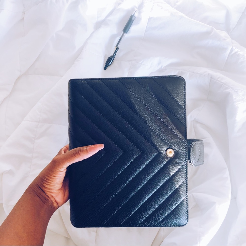 Quilted 6-Ring Agenda | A5 | Black Leather from Cloth and Paper